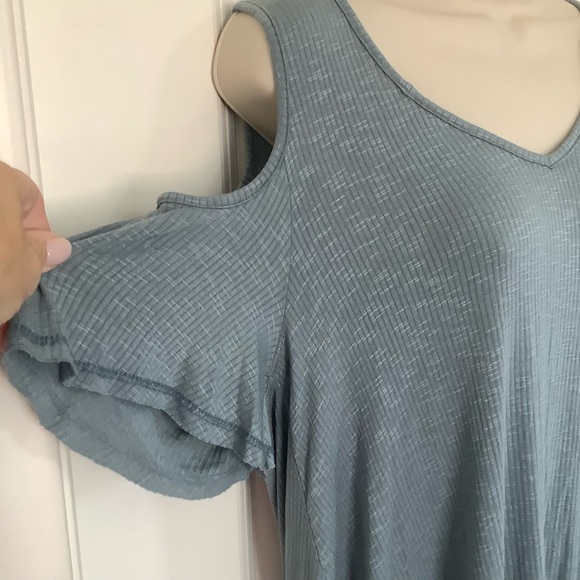 NWT Anthropologie Maronie Womens Cold Shoulder M Ribbed Asymmetrical Top Tunic - Picture 2 of 7